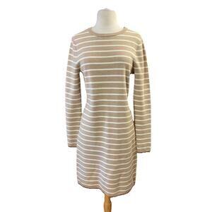 Vineyard vines merino wool blend sweater dress Sz S Tan White Careerwear Costal